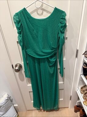 Lilly Pulitzer Emerald Green Long-Sleeve Draped Gown
